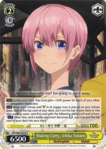 5HY/W83-E018 Making Curry, Ichika Nakano - The Quintessential Quintuplets English Weiss Schwarz Trading Card Game