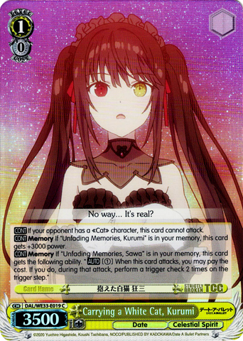 DAL/WE33-E019 Carrying a White Cat, Kurumi (Foil) - Date A Bullet Extra Booster English Weiss Schwarz Trading Card Game