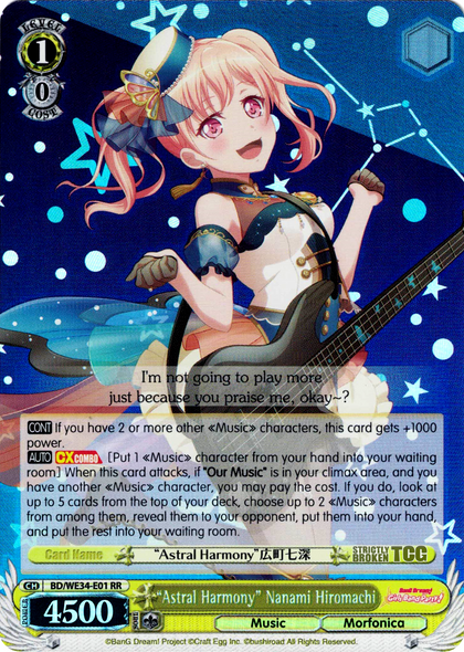 BD/WE34-E01 "Astral Harmony" Nanami Hiromachi (Foil) - Bang Dream! Morfonica X Raise A Suilen Extra Booster Weiss Schwarz English Trading Card Game