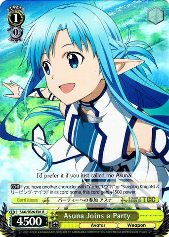 SAO/SE26-E01 Asuna Joins a Party (Foil) - Sword Art Online Ⅱ Vol.2 Extra Booster English Weiss Schwarz Trading Card Game