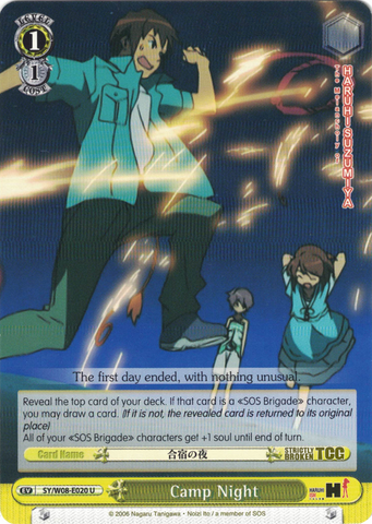 SY/W08-E020 Camp Night - The Melancholy of Haruhi Suzumiya English Weiss Schwarz Trading Card Game