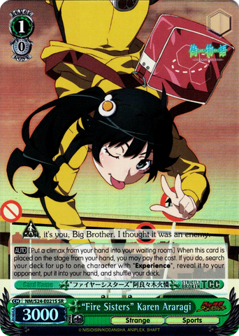 NM/S24-E021S “Fire Sisters” Karen Araragi (Foil) - NISEMONOGATARI English Weiss Schwarz Trading Card Game