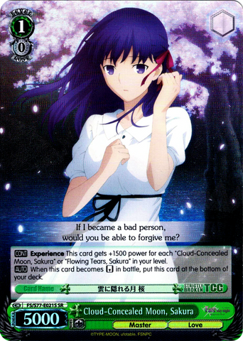 FS/S77-E021S Cloud-Concealed Moon, Sakura (Foil) - Fate/Stay Night Heaven's Feel Vol. 2 English Weiss Schwarz Trading Card Game