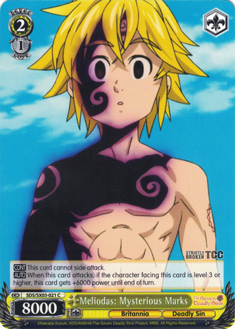 SDS/SX03-021 Meliodas: Mysterious Marks - The Seven Deadly Sins English Weiss Schwarz Trading Card Game