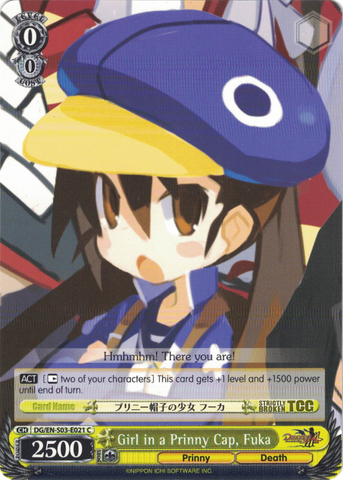 DG/EN-S03-E021 Girl in a Prinny Cap, Fuka - Disgaea English Weiss Schwarz Trading Card Game