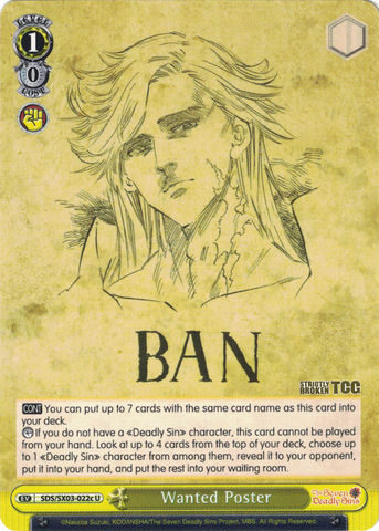 SDS/SX03-022c Wanted Poster - The Seven Deadly Sins English Weiss Schwarz Trading Card Game