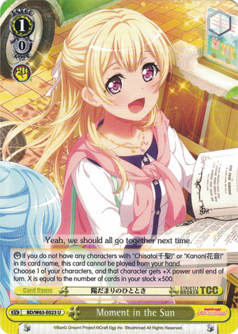 BD/W63-E023 Moment in the Sun - Bang Dream Girls Band Party! Vol.2 English Weiss Schwarz Trading Card Game