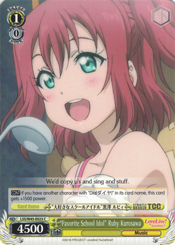 LSS/W45-E023 "Favorite School Idol" Ruby Kurosawa - Love Live! Sunshine!! English Weiss Schwarz Trading Card Game