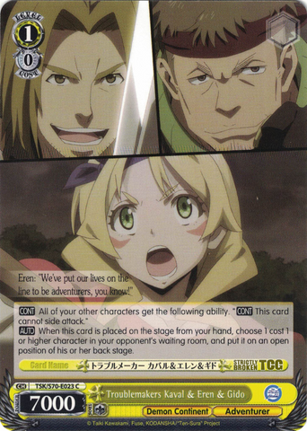 TSK/S70-E023 Troublemakers Kaval & Eren & Gido - That Time I Got Reincarnated as a Slime Vol. 1 English Weiss Schwarz Trading Card Game