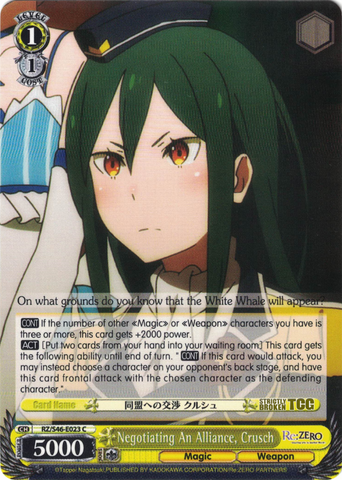 RZ/S46-E023 Negotiating An Alliance, Crusch - Re:ZERO -Starting Life in Another World- Vol. 1 English Weiss Schwarz Trading Card Game
