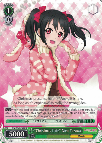 LL/EN-W02-E024 “Christmas Date” Nico Yazawa - Love Live! DX Vol.2 English Weiss Schwarz Trading Card Game
