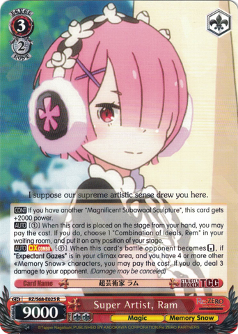 RZ/S68-E025 Super Artist, Ram - Re:ZERO -Starting Life in Another World- Memory Snow English Weiss Schwarz Trading Card Game