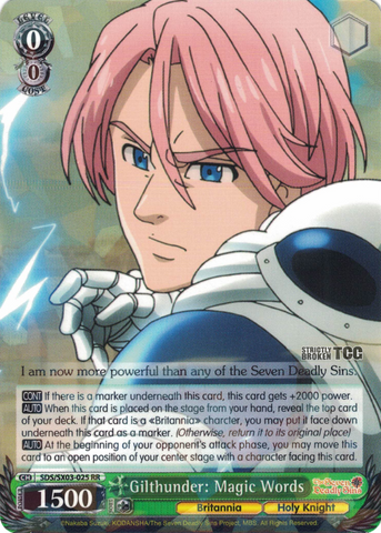 SDS/SX03-025 Gilthunder: Magic Words - The Seven Deadly Sins English Weiss Schwarz Trading Card Game