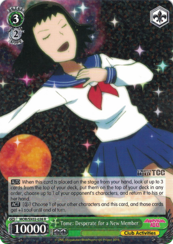MOB/SX02-026 Tome: Desperate for a New Member - Mob Psycho 100 English Weiss Schwarz Trading Card Game