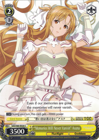 SAO/S80-E026 "Memories Will Never Vanish" Asuna - Sword Art Online -Alicization- Vol. 2 English Weiss Schwarz Trading Card Game