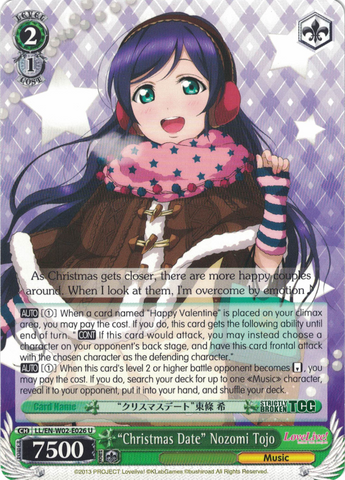 LL/EN-W02-E026 “Christmas Date” Nozomi Tojo - Love Live! DX Vol.2 English Weiss Schwarz Trading Card Game