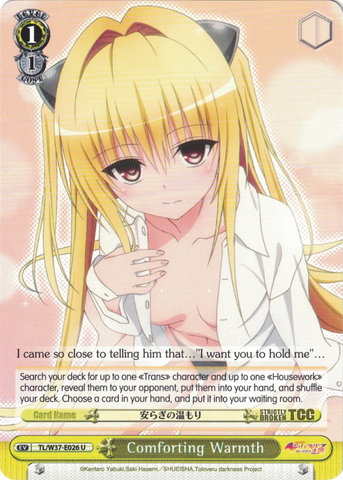 TL/W37-E026 Comforting Warmth - To Loveru Darkness 2nd English Weiss Schwarz Trading Card Game