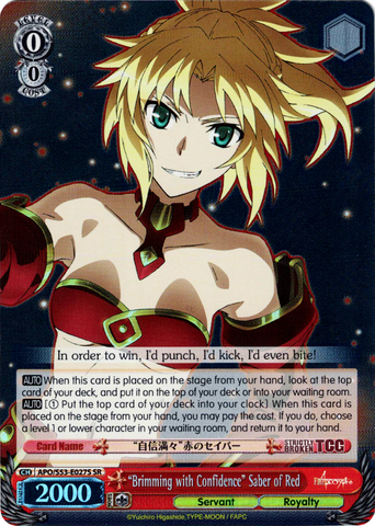 APO/S53-E027S "Brimming with Confidence" Saber of Red (Foil) - Fate/Apocrypha English Weiss Schwarz Trading Card Game