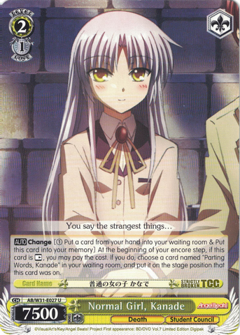 AB/W31-E027 Normal Girl, Kanade - Angel Beats! Re:Edit English Weiss Schwarz Trading Card Game