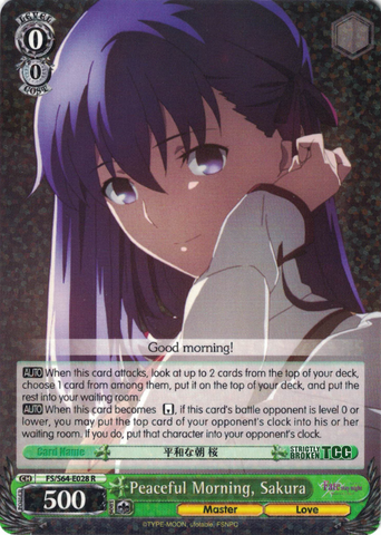 FS/S64-E028 Peaceful Morning, Sakura - Fate/Stay Night Heaven's Feel Vol.1 English Weiss Schwarz Trading Card Game