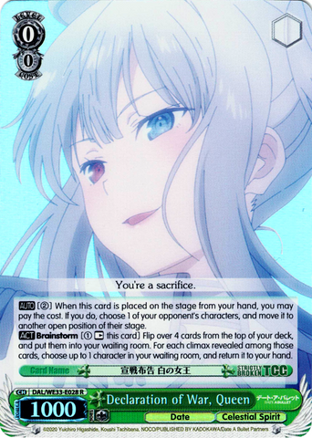 DAL/WE33-E028 Declaration of War, Queen (Foil) - Date A Bullet Extra Booster English Weiss Schwarz Trading Card Game