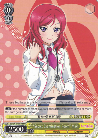 LL/EN-W01-028 "Secret Examination Room" Maki - Love Live! DX English Weiss Schwarz Trading Card Game