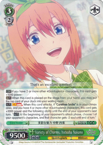 5HY/W83-E028 Variety of Charms, Yotsuba Nakano - The Quintessential Quintuplets English Weiss Schwarz Trading Card Game
