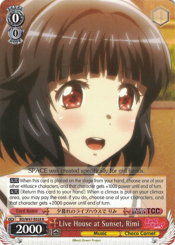 BD/W47-E028	Live House at Sunset, Rimi - Bang Dream Vol.1 English Weiss Schwarz Trading Card Game