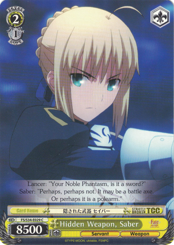 FS/S34-E029 Hidden Weapon, Saber - Fate/Stay Night Unlimited Bladeworks Vol.1 English Weiss Schwarz Trading Card Game