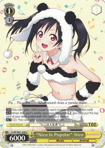 LL/EN-W01-030 "Nico Is Popular" Nico - Love Live! DX English Weiss Schwarz Trading Card Game
