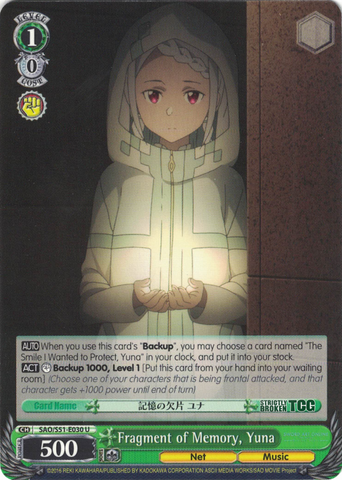 SAO/S51-E030 Fragment of Memory, Yuna - Sword Art Online The Movie – Ordinal Scale – English Weiss Schwarz Trading Card Game