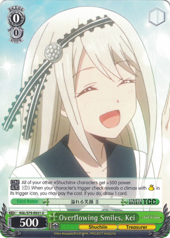 KGL/S79-E031 Overflowing Smiles, Kei - Kaguya-sama: Love is War English Weiss Schwarz Trading Card Game