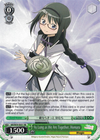 MR/W59-E031 As Long as We Are Together, Homura - Magia Record: Puella Magi Madoka Magica Side Story English Weiss Schwarz Trading Card Game