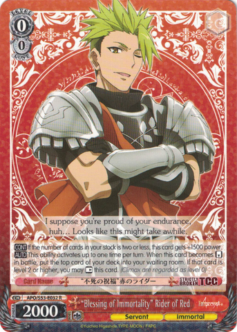 APO/S53-E032 "Blessing of Immortality" Rider of Red - Fate/Apocrypha English Weiss Schwarz Trading Card Game