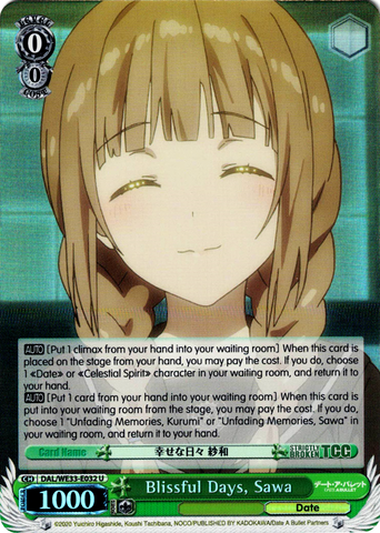 DAL/WE33-E032 Blissful Days, Sawa (Foil) - Date A Bullet Extra Booster English Weiss Schwarz Trading Card Game