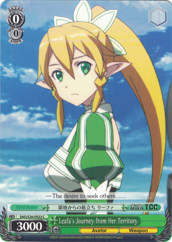 SAO/S26-E033 Leafa's Journey from Her Territory - Sword Art Online Vol.2 English Weiss Schwarz Trading Card Game