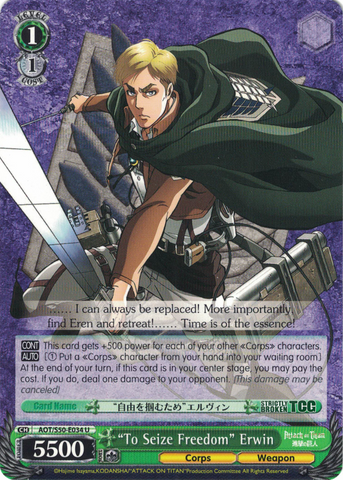 AOT/S50-E034 "To Seize Freedom" Erwin - Attack On Titan Vol.2 English Weiss Schwarz Trading Card Game
