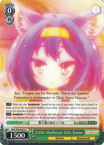 NGL/S58-E034 Little Warbeast Girl, Izuna - No Game No Life English Weiss Schwarz Trading Card Game