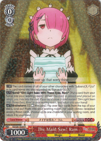 RZ/S46-E034 The Maid Saw! Ram - Re:ZERO -Starting Life in Another World- Vol. 1 English Weiss Schwarz Trading Card Game