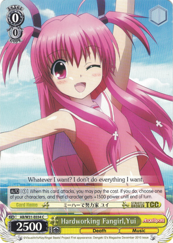 AB/W31-E034 Hardworking Fangirl, Yui - Angel Beats! Re:Edit English Weiss Schwarz Trading Card Game