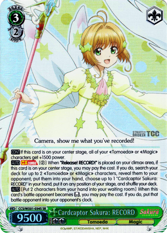 CCS/WX01-034S Cardcaptor Sakura: RECORD (Foil) - Cardcaptor Sakura English Weiss Schwarz Trading Card Game