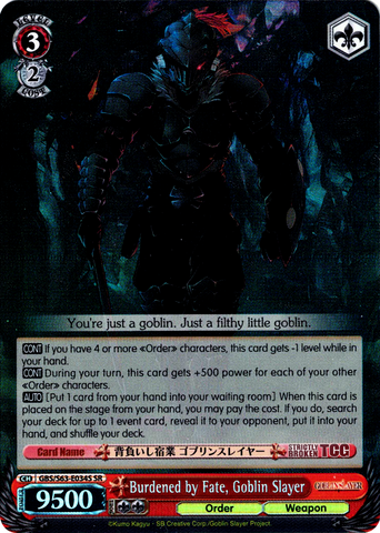 GBS/S63-E034S Burdened by Fate, Goblin Slayer (Foil) - Goblin Slayer English Weiss Schwarz Trading Card Game