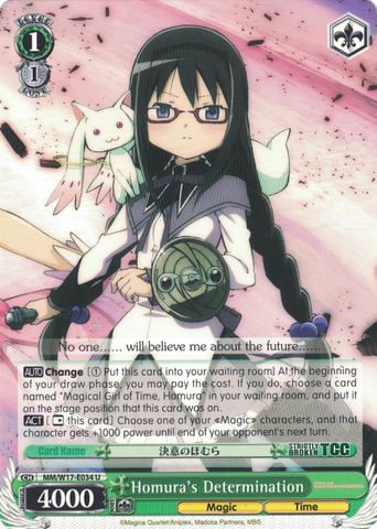 MM/W17-E034 Homura's Determination - Puella Magi Madoka Magica English Weiss Schwarz Trading Card Game