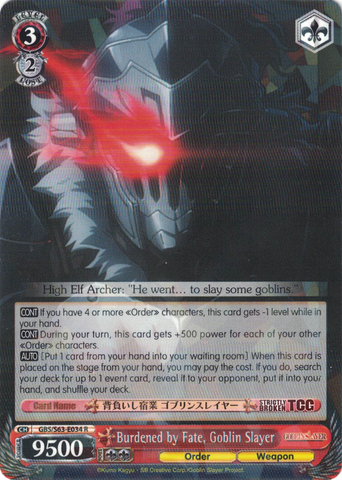 GBS/S63-E034 Burdened by Fate, Goblin Slayer - Goblin Slayer English Weiss Schwarz Trading Card Game