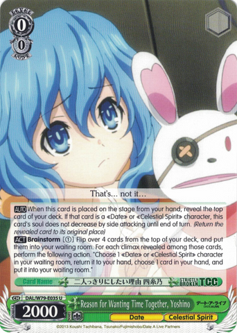 DAL/W79-E035 Reason for Wanting Time Together, Yoshino - Date A Live English Weiss Schwarz Trading Card Game