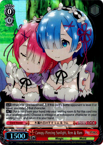 RZ/S46-E035S Canopy-Piercing Sunlight, Rem & Ram (Foil) - Re:ZERO -Starting Life in Another World- Vol. 1 English Weiss Schwarz Trading Card Game