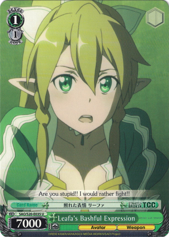 SAO/S20-E035 Leafa's Bashful Expression - Sword Art Online English Weiss Schwarz Trading Card Game