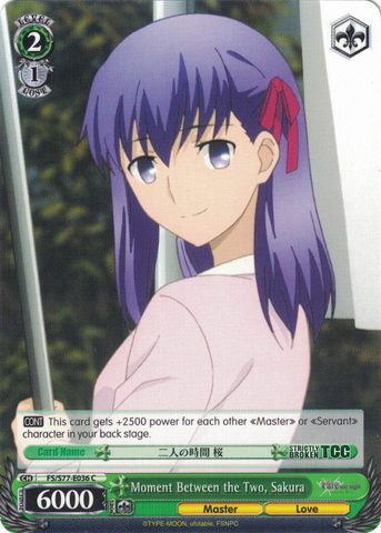 FS/S77-E036 Moment Between the Two, Sakura - Fate/Stay Night Heaven's Feel Vol. 2 English Weiss Schwarz Trading Card Game