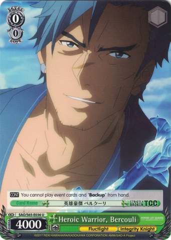SAO/S65-E036 Heroic Warrior, Bercouli - Sword Art Online -Alicization- Vol. 1 English Weiss Schwarz Trading Card Game