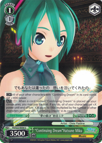 PD/S22-E036 "Continuing Dream"Hatsune Miku - Hatsune Miku -Project DIVA- ƒ English Weiss Schwarz Trading Card Game